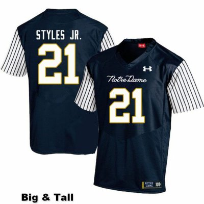 Notre Dame Fighting Irish Men's Lorenzo Styles Jr. #21 Navy Under Armour Alternate Authentic Stitched Big & Tall College NCAA Football Jersey VHV8599WQ